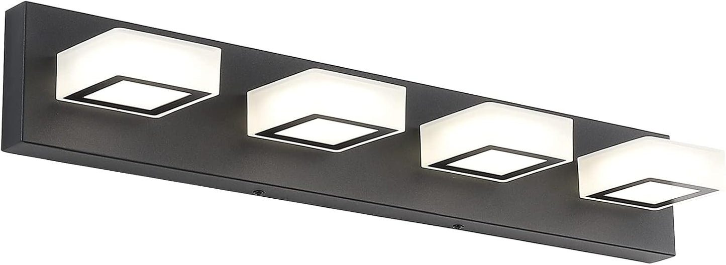 Ralbay 52inch Black Vanity Lights 8 Lights Dimmable 5 Color Temperature Acrylic Modern LED Bathroom Vanity Lighting Fixtures Matte Black