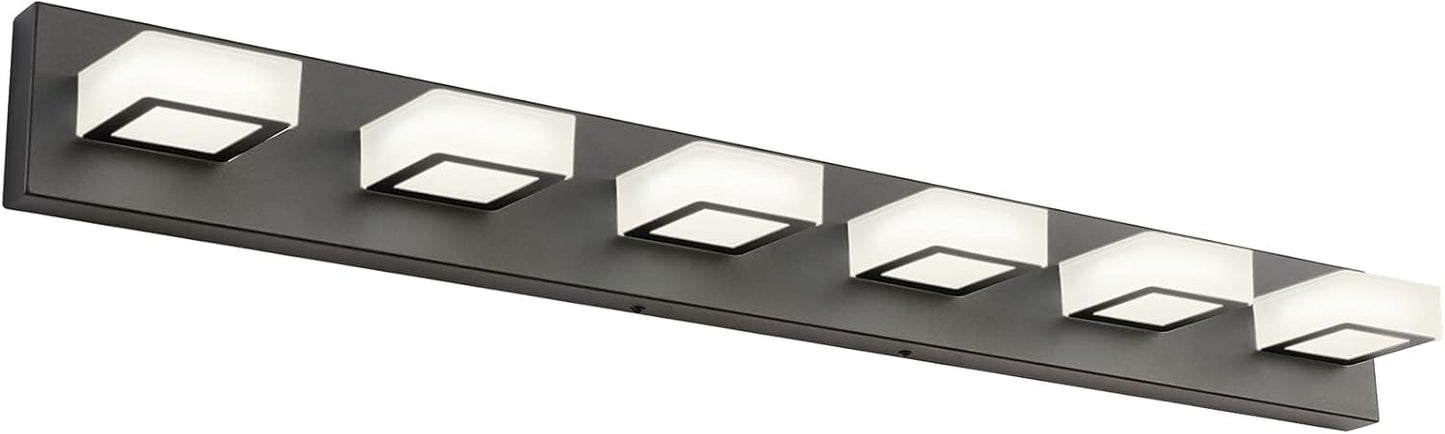 Ralbay 52inch Black Vanity Lights 8 Lights Dimmable 5 Color Temperature Acrylic Modern LED Bathroom Vanity Lighting Fixtures Matte Black