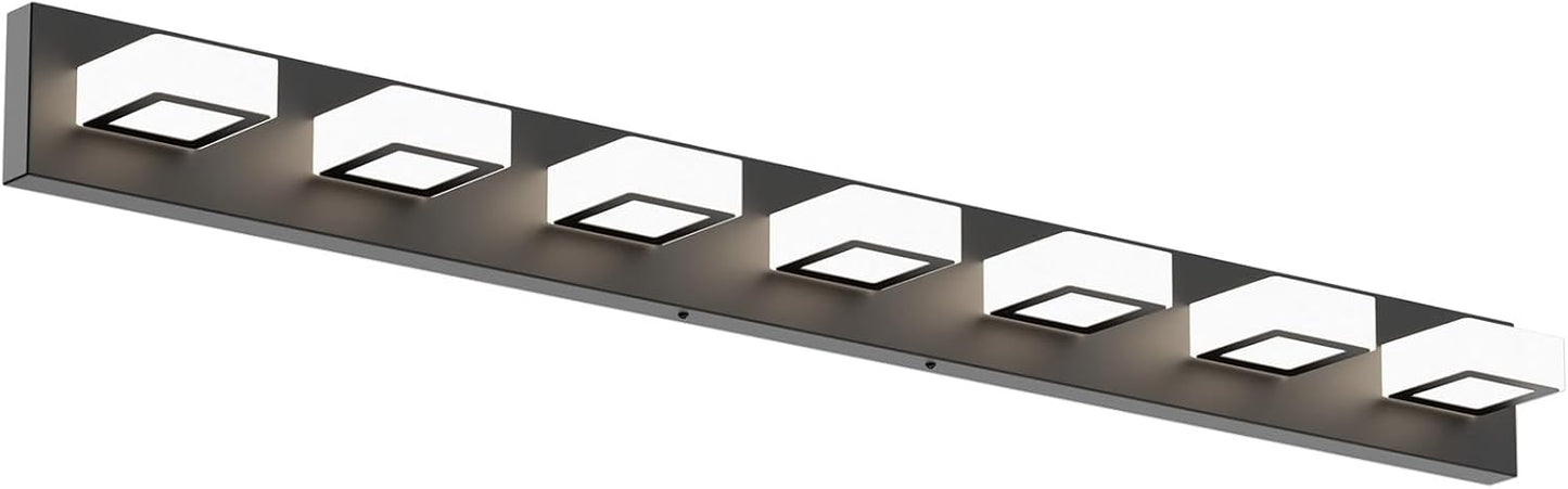 Ralbay 52inch Black Vanity Lights 8 Lights Dimmable 5 Color Temperature Acrylic Modern LED Bathroom Vanity Lighting Fixtures Matte Black