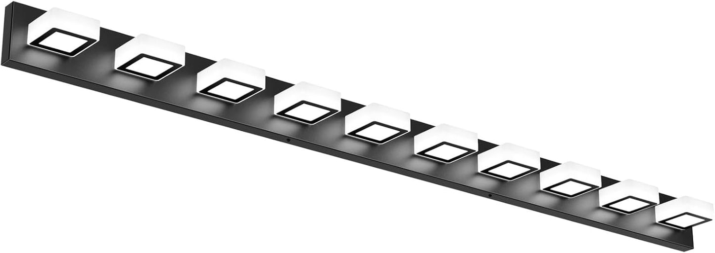 Ralbay 52inch Black Vanity Lights 8 Lights Dimmable 5 Color Temperature Acrylic Modern LED Bathroom Vanity Lighting Fixtures Matte Black