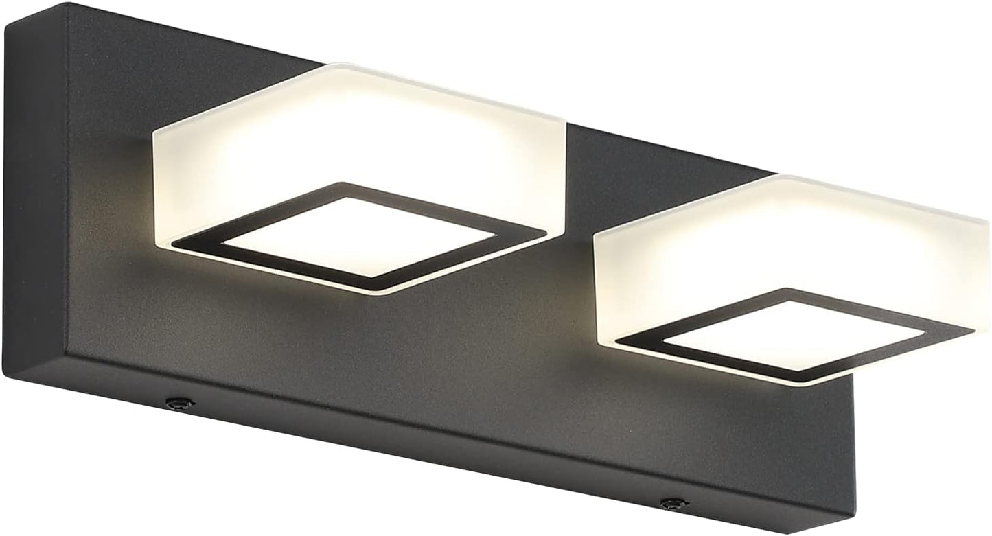 Ralbay 52inch Black Vanity Lights 8 Lights Dimmable 5 Color Temperature Acrylic Modern LED Bathroom Vanity Lighting Fixtures Matte Black