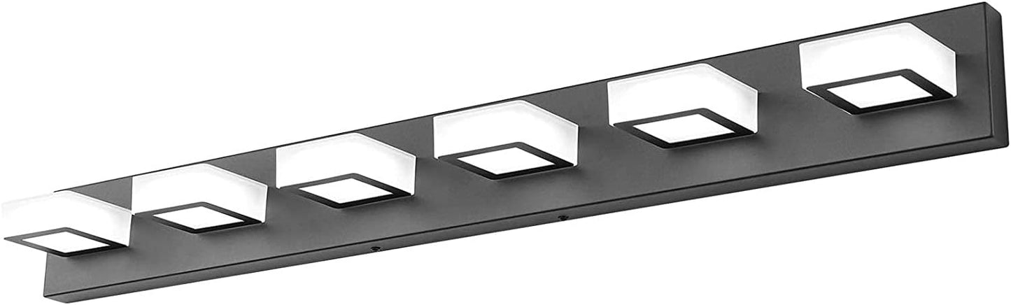 Ralbay 52inch Black Vanity Lights 8 Lights Dimmable 5 Color Temperature Acrylic Modern LED Bathroom Vanity Lighting Fixtures Matte Black