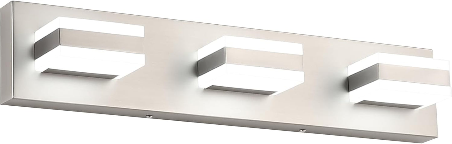 SOLFART Bathroom Vanity Lights Brushed Nickel Light Fixtures for Bathroom Above Mirror 4 Light Led Lights Bath Lighting Fixture Nickel