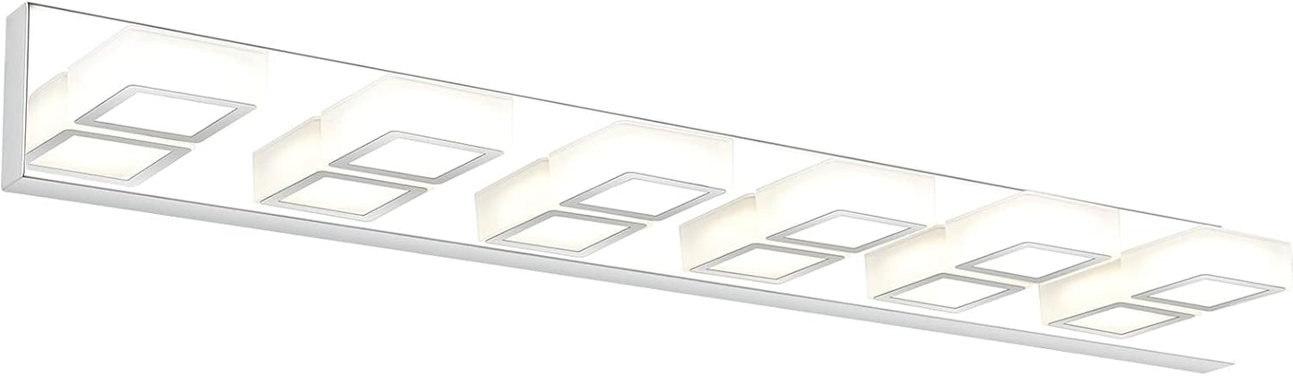 Ralbay 52inch Black Vanity Lights 8 Lights Dimmable 5 Color Temperature Acrylic Modern LED Bathroom Vanity Lighting Fixtures Matte Black