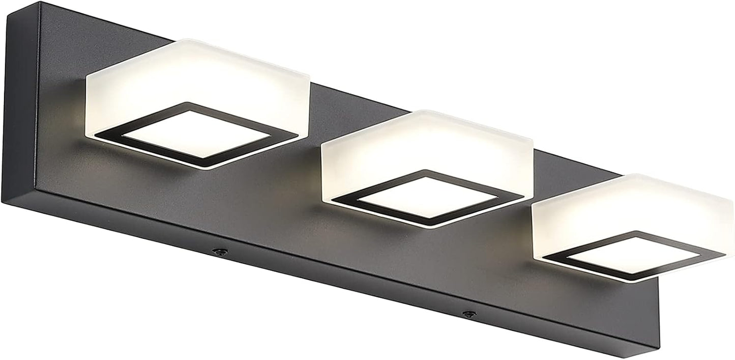 Ralbay 52inch Black Vanity Lights 8 Lights Dimmable 5 Color Temperature Acrylic Modern LED Bathroom Vanity Lighting Fixtures Matte Black