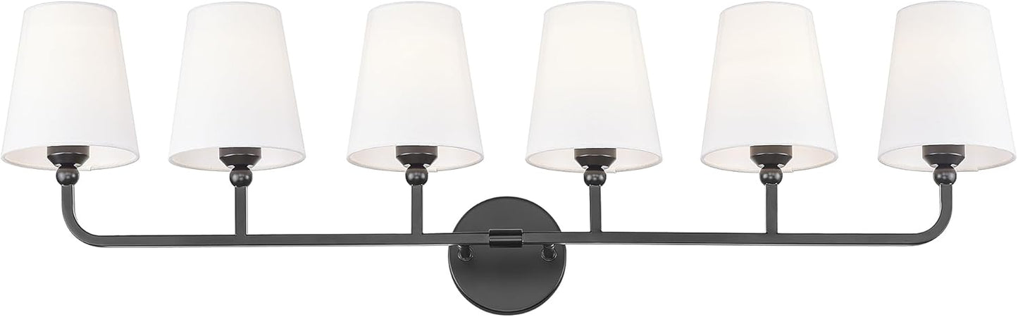 Bathroom Light Fixtures, Brushed Gold Vanity Lights with Flared White Fabric Shade, 3 Light Wall Sconce, Modern Sconces Wall Lighting for Hallway Bedroom, VL837-BG-3