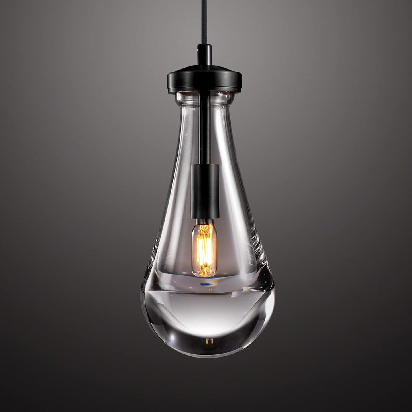 Raindrop Pendant Light Fixtures Set of Two, Brass Glass Pendant Lighting, Teardrops Pendant Lights Kitchen Island, Indoor Pendant Light for Kitchen Island Bedroom Bathroom, Included Bulb