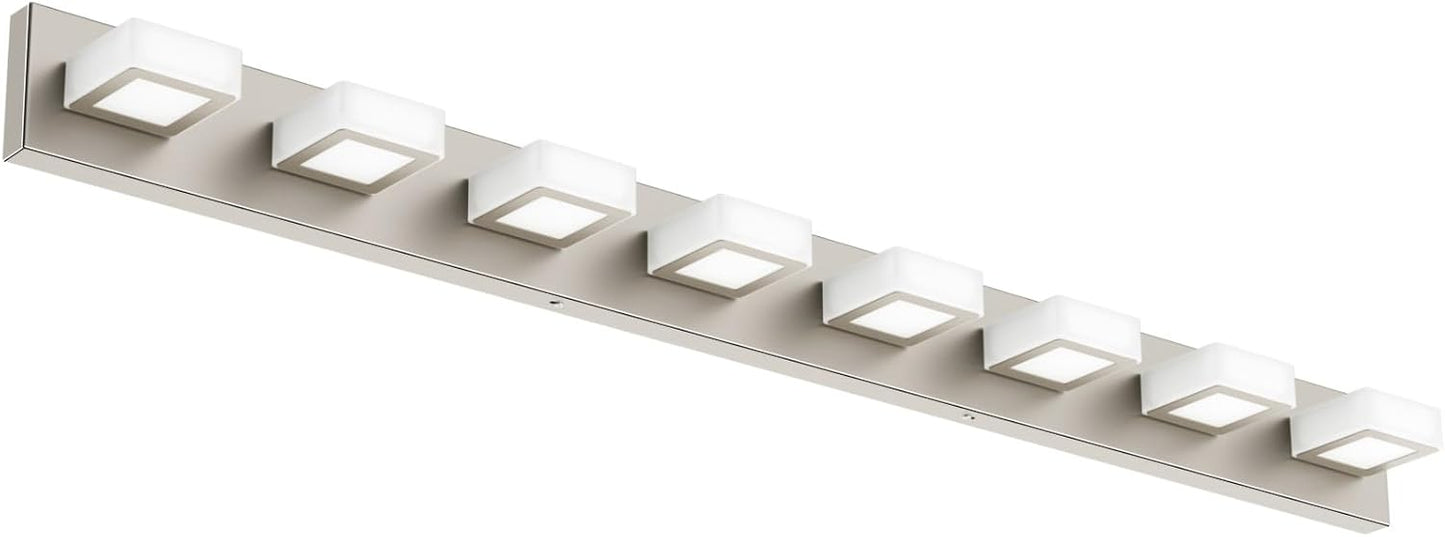Ralbay 52inch Black Vanity Lights 8 Lights Dimmable 5 Color Temperature Acrylic Modern LED Bathroom Vanity Lighting Fixtures Matte Black