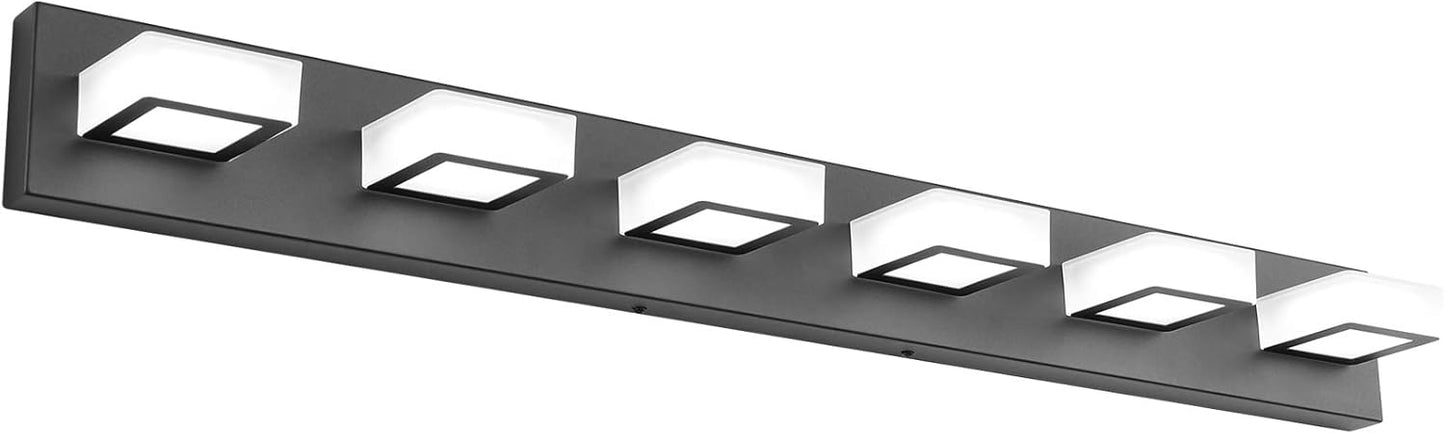 Ralbay 52inch Black Vanity Lights 8 Lights Dimmable 5 Color Temperature Acrylic Modern LED Bathroom Vanity Lighting Fixtures Matte Black