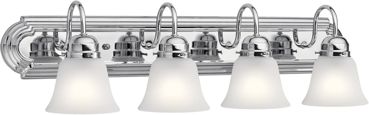 Kichler 36" 5-Light Vanity Bath Light in Brushed Nickel, Modern Bathroom Light with Clear Satin Etched Glass, (36" W x 8" H), 5339NIS