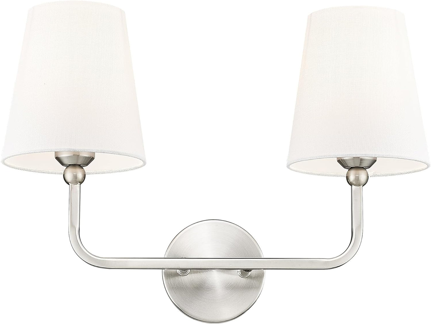 Bathroom Light Fixtures, Brushed Gold Vanity Lights with Flared White Fabric Shade, 3 Light Wall Sconce, Modern Sconces Wall Lighting for Hallway Bedroom, VL837-BG-3