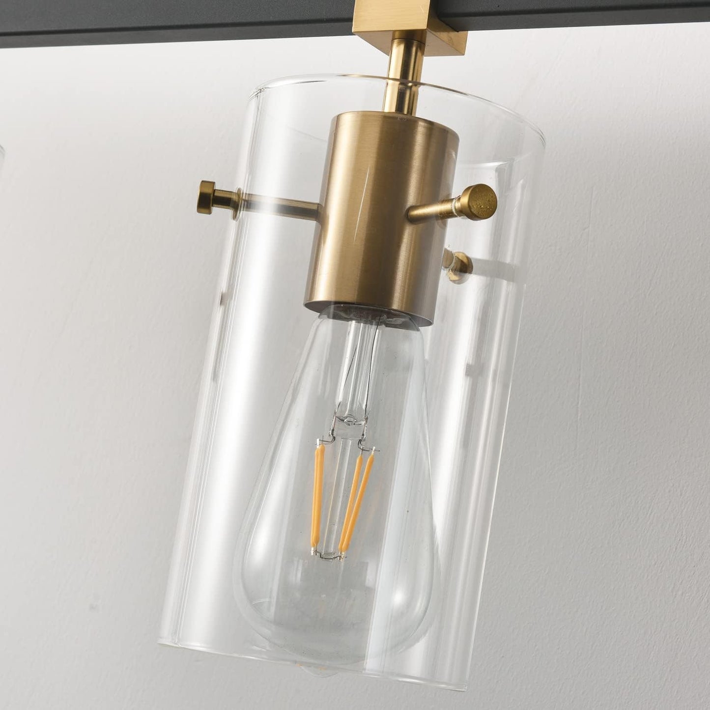 SOLFART Vintage Vanity Lights Bathroom Light Fixture Over Mirror for Bath Glass Shade Light Black and Brass Modern Style 3 Lights