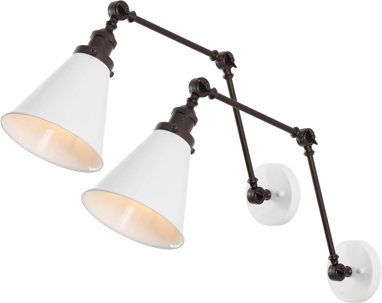 JONATHAN Y JYL7462A-SET2 Rover 7" Farmhouse Industrial Adjustable Arm Metal LED Wall Sconce Rustic Bohemian 2700K 4W Bulb for Entryway Lobby Kitchen Bathroom Bedroom Hallway, Black (Set of 2)
