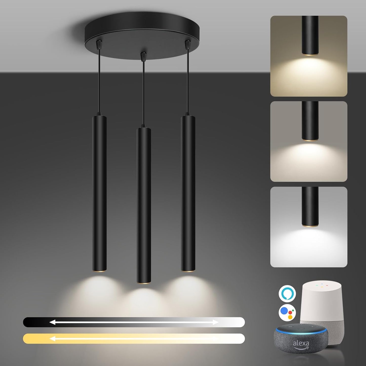 OKELI Modern Pendant Lights 4000K LED Dimmable Pendant Light Fixtures Pendant Lighting for Kitchen Island,Bar,Bedroom, 15.7inch, 10W, ETL, 3Pack