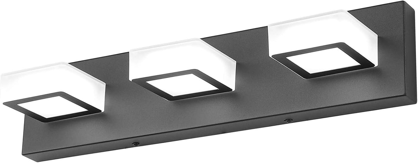 Ralbay 52inch Black Vanity Lights 8 Lights Dimmable 5 Color Temperature Acrylic Modern LED Bathroom Vanity Lighting Fixtures Matte Black