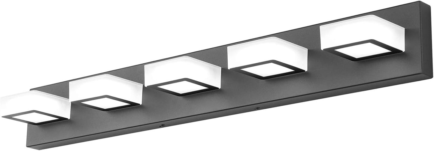 Ralbay 52inch Black Vanity Lights 8 Lights Dimmable 5 Color Temperature Acrylic Modern LED Bathroom Vanity Lighting Fixtures Matte Black