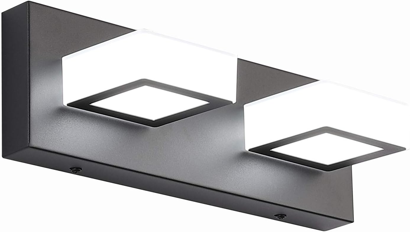 Ralbay 52inch Black Vanity Lights 8 Lights Dimmable 5 Color Temperature Acrylic Modern LED Bathroom Vanity Lighting Fixtures Matte Black