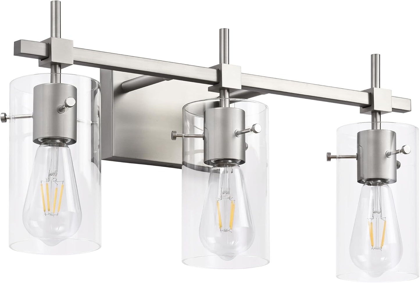 SOLFART Vintage Vanity Lights Bathroom Light Fixture Over Mirror for Bath Glass Shade Light Black and Brass Modern Style 3 Lights
