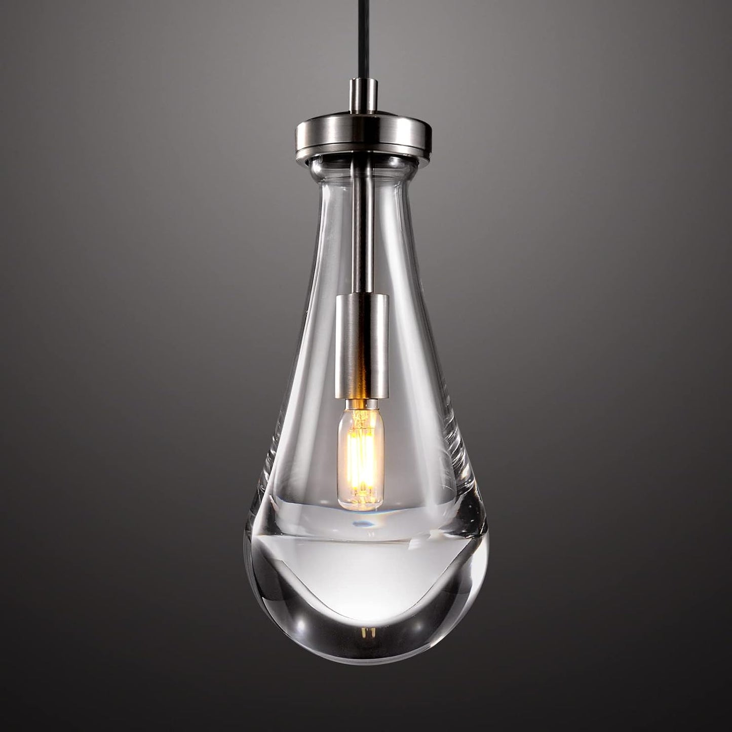 Raindrop Pendant Light Fixtures Set of Two, Brass Glass Pendant Lighting, Teardrops Pendant Lights Kitchen Island, Indoor Pendant Light for Kitchen Island Bedroom Bathroom, Included Bulb