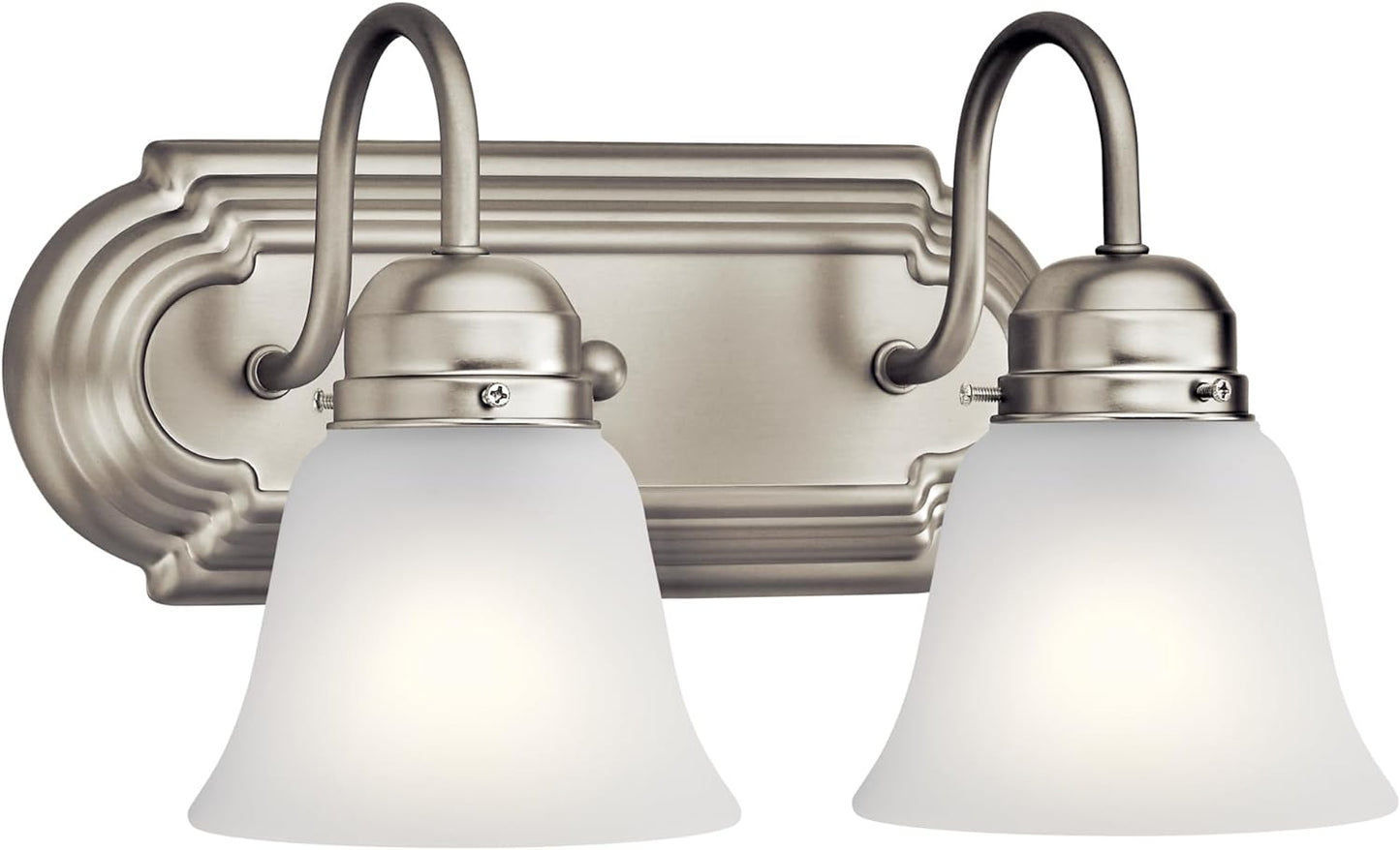 Kichler 36" 5-Light Vanity Bath Light in Brushed Nickel, Modern Bathroom Light with Clear Satin Etched Glass, (36" W x 8" H), 5339NIS