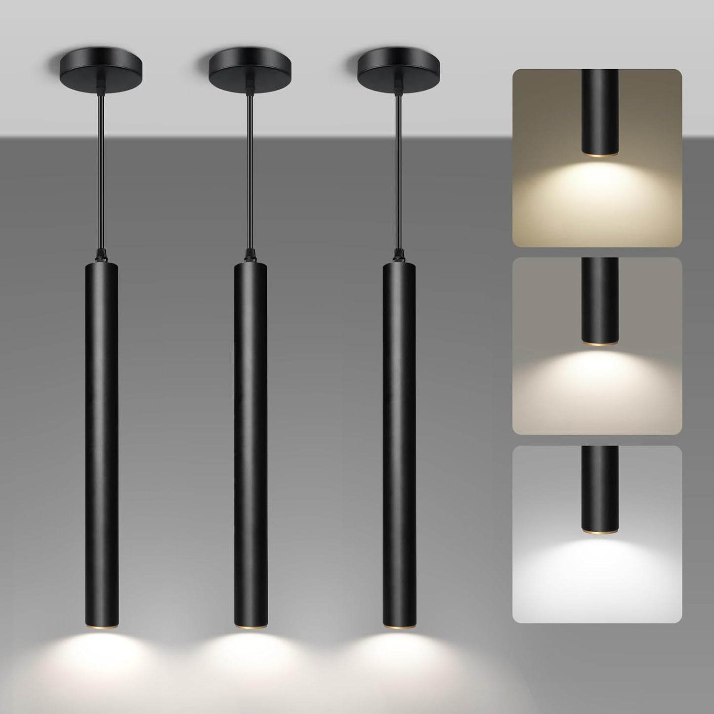 OKELI Modern Pendant Lights 4000K LED Dimmable Pendant Light Fixtures Pendant Lighting for Kitchen Island,Bar,Bedroom, 15.7inch, 10W, ETL, 3Pack