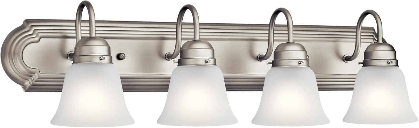 Kichler 36" 5-Light Vanity Bath Light in Brushed Nickel, Modern Bathroom Light with Clear Satin Etched Glass, (36" W x 8" H), 5339NIS