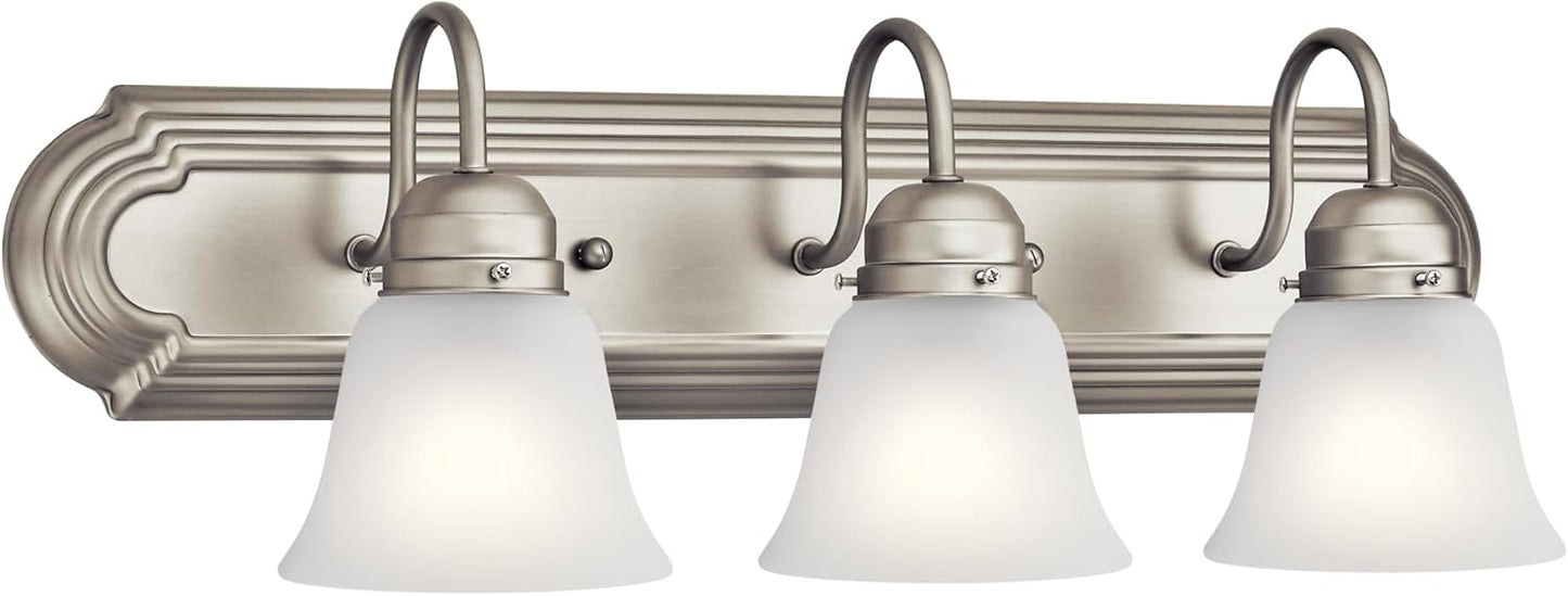Kichler 36" 5-Light Vanity Bath Light in Brushed Nickel, Modern Bathroom Light with Clear Satin Etched Glass, (36" W x 8" H), 5339NIS