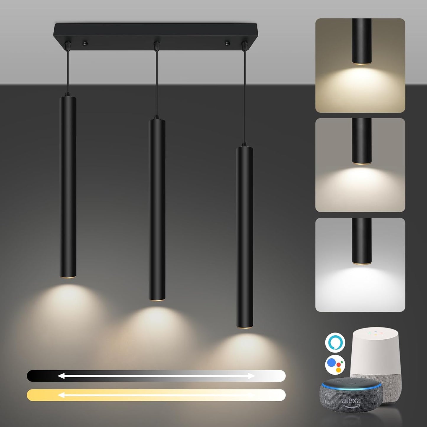 OKELI Modern Pendant Lights 4000K LED Dimmable Pendant Light Fixtures Pendant Lighting for Kitchen Island,Bar,Bedroom, 15.7inch, 10W, ETL, 3Pack