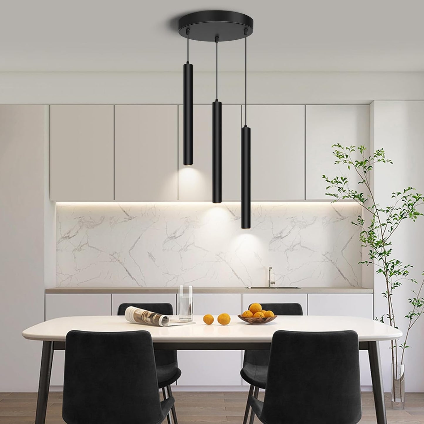OKELI Modern Pendant Lights 4000K LED Dimmable Pendant Light Fixtures Pendant Lighting for Kitchen Island,Bar,Bedroom, 15.7inch, 10W, ETL, 3Pack