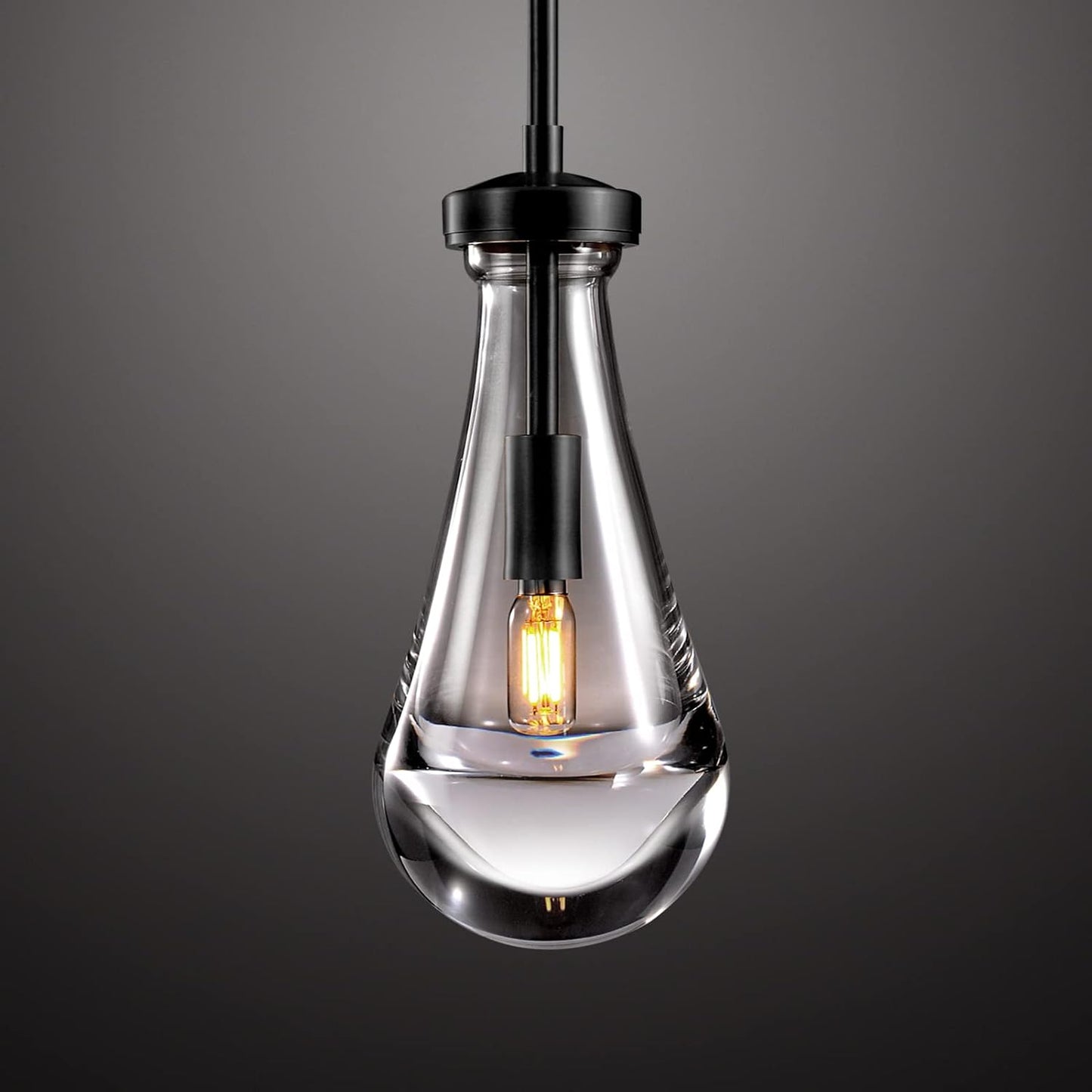 Raindrop Pendant Light Fixtures Set of Two, Brass Glass Pendant Lighting, Teardrops Pendant Lights Kitchen Island, Indoor Pendant Light for Kitchen Island Bedroom Bathroom, Included Bulb