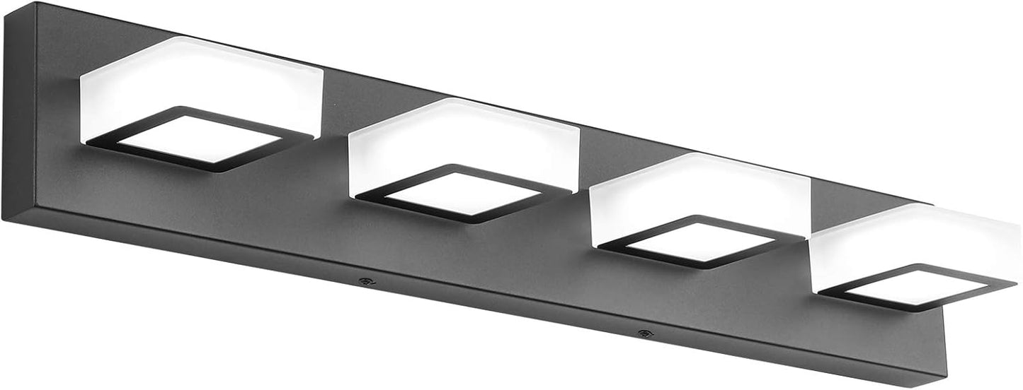 Ralbay 52inch Black Vanity Lights 8 Lights Dimmable 5 Color Temperature Acrylic Modern LED Bathroom Vanity Lighting Fixtures Matte Black