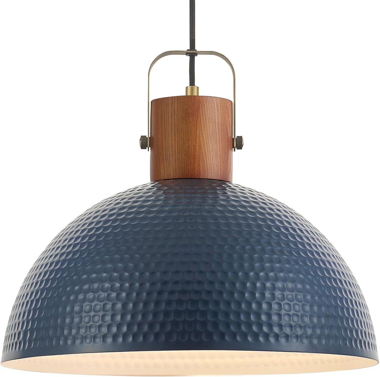 ELYONA 2 Pack Large Hammered Pendant Light Fixtures, 16 Inch Ash Wood Vintage Dome Hanging Lamp, Antique Gold Mid Century Pendant Lighting for Kitchen Island, Farmhouse, Dining Room, Brushed Brass
