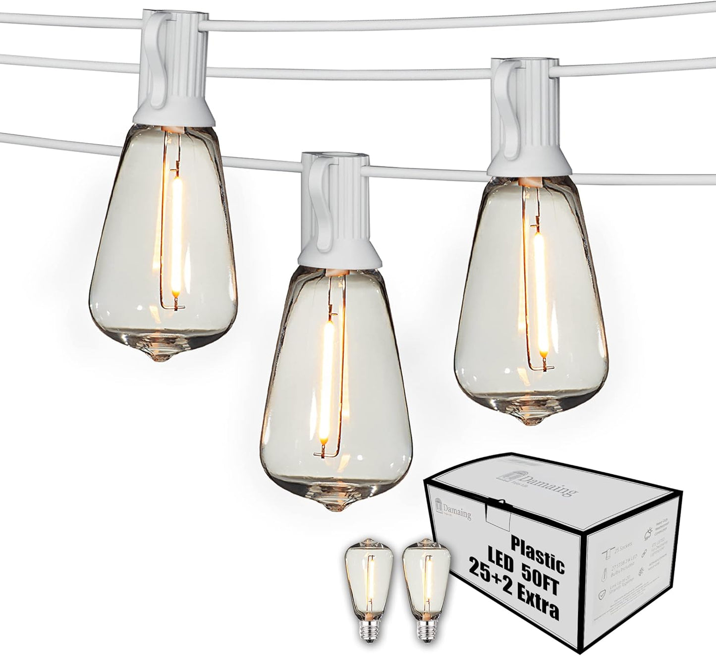 Outdoor String Lights 200FT Waterproof Globe String Lights with 104 Shatterproof G40 LED bulbs, Dimmable Connectable Patio Light String Lights for hanging Bistro Backyard Gazebo,2-Pack x 100ft