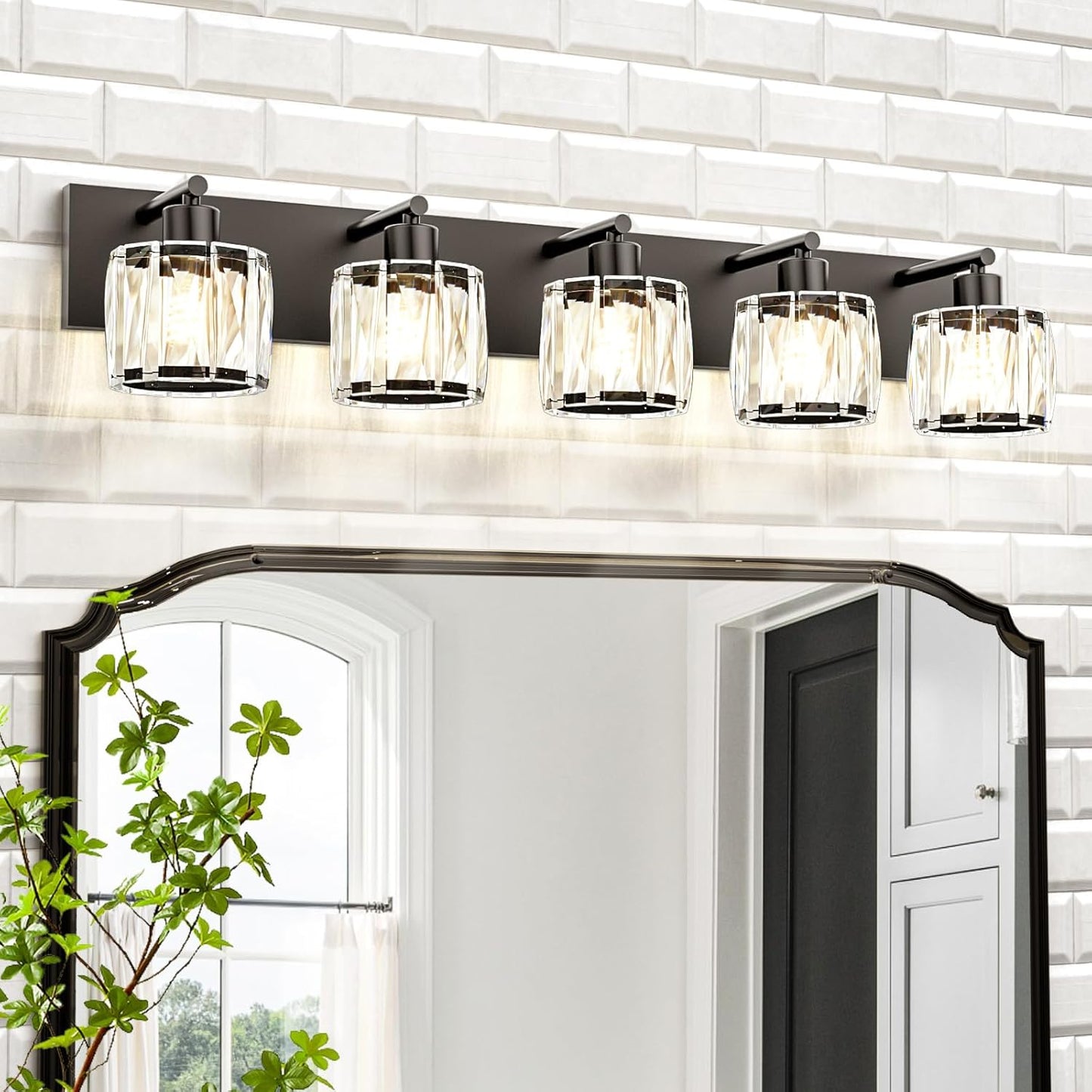 VOLISUN Crystal Vanity Lights - 4 Light Modern Stainless Steel Bathroom Light Over Mirror, Chrome Finish - UL Certificated (Exclude Bulb)