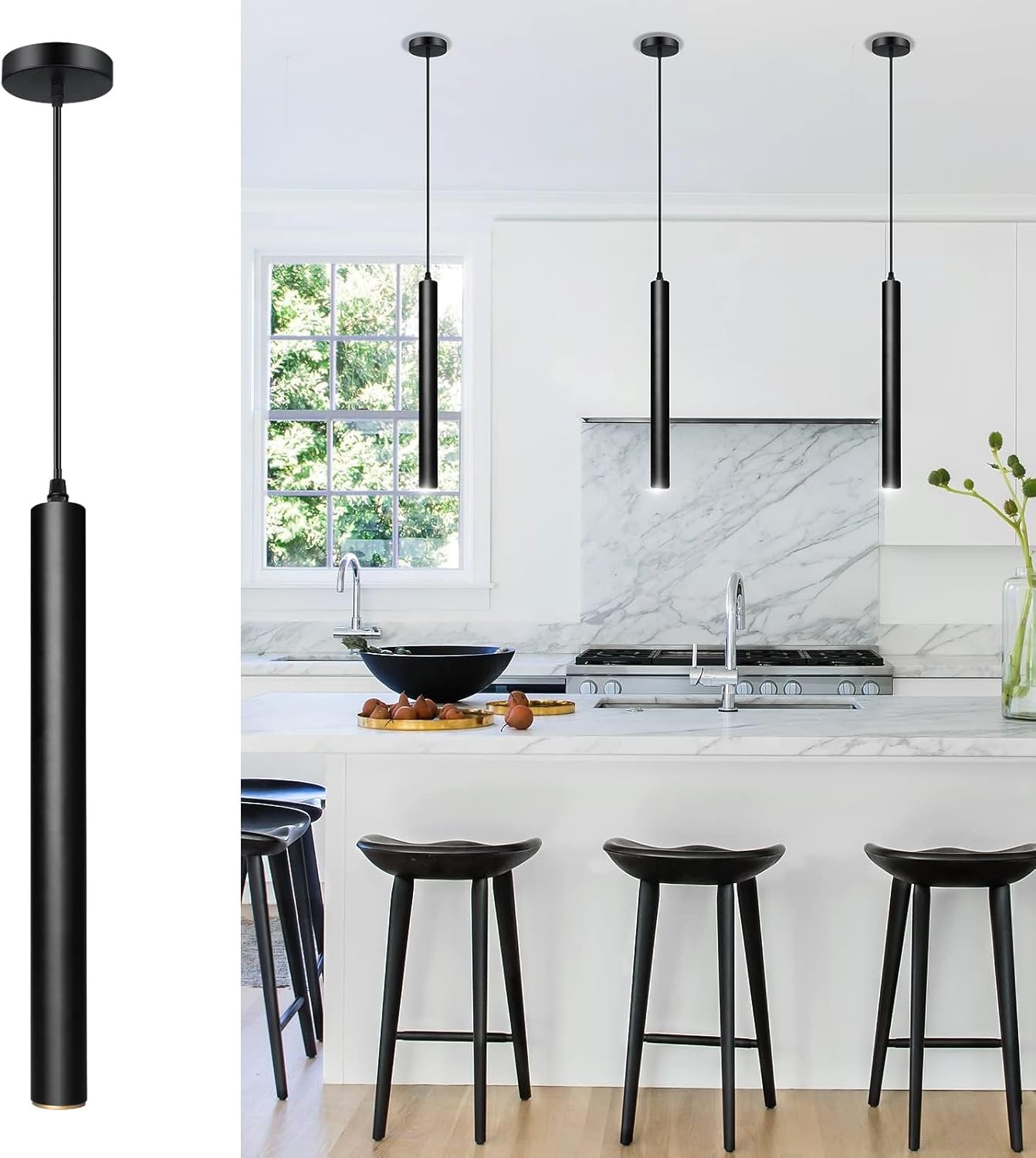OKELI Modern Pendant Lights 4000K LED Dimmable Pendant Light Fixtures Pendant Lighting for Kitchen Island,Bar,Bedroom, 15.7inch, 10W, ETL, 3Pack
