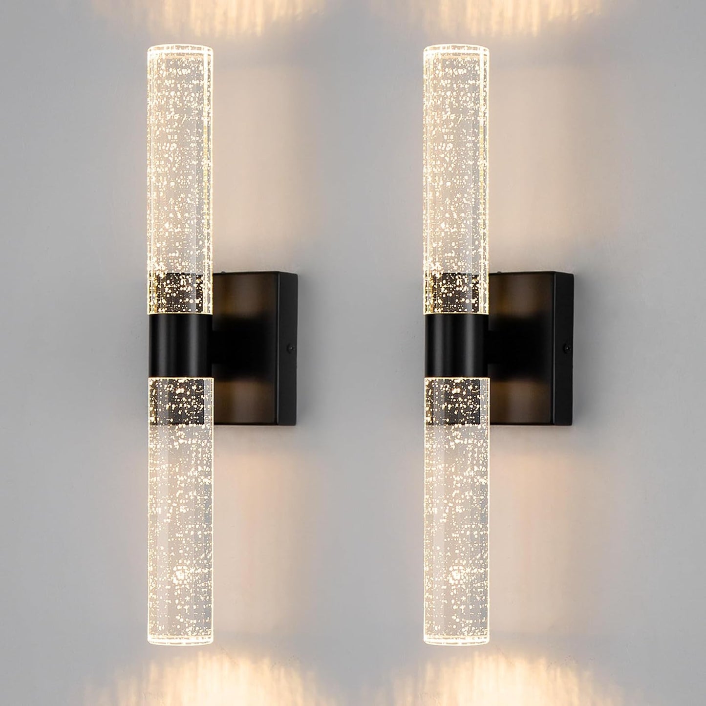 DORESshop Modern Wall Sconces Set of Two, 3CCT Crystal Bathroom Sconces Wall Light, Brushed Nickel Vanity Light Fixture, Sconce Wall Decor Set of 2, Wall Lights for Bedroom, Living Room, Hallway 18in