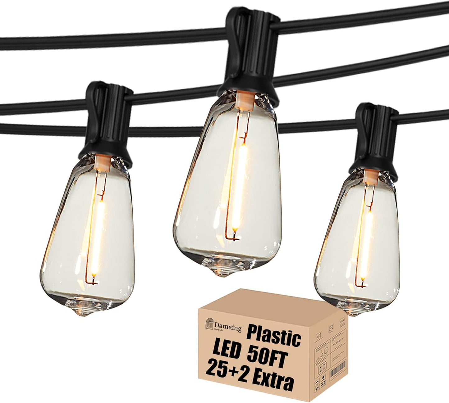 Outdoor String Lights 200FT Waterproof Globe String Lights with 104 Shatterproof G40 LED bulbs, Dimmable Connectable Patio Light String Lights for hanging Bistro Backyard Gazebo,2-Pack x 100ft