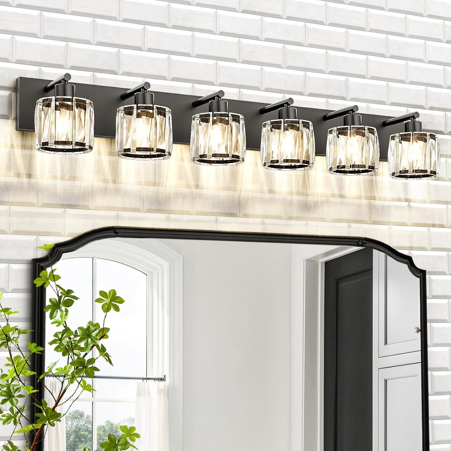VOLISUN Crystal Vanity Lights - 4 Light Modern Stainless Steel Bathroom Light Over Mirror, Chrome Finish - UL Certificated (Exclude Bulb)