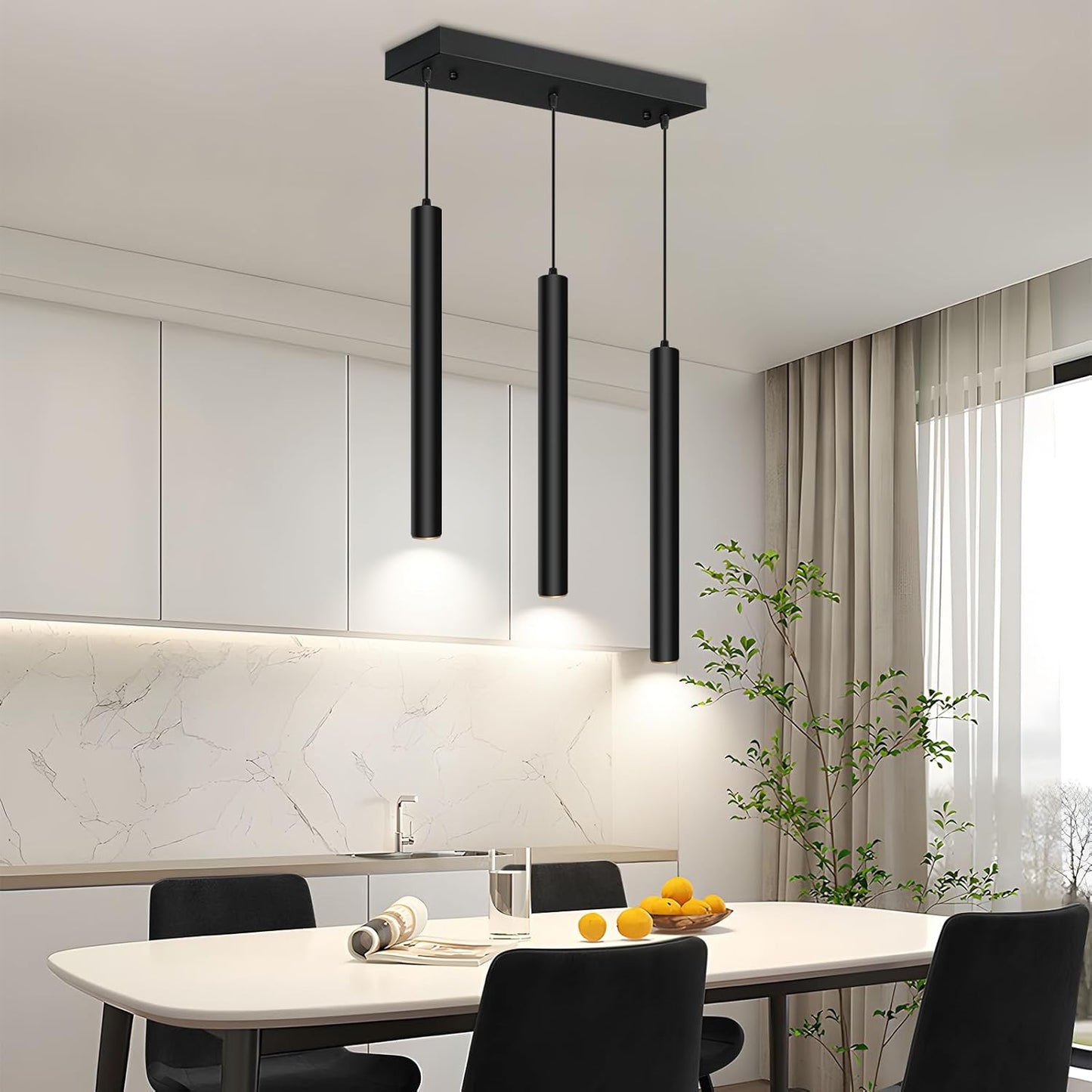 OKELI Modern Pendant Lights 4000K LED Dimmable Pendant Light Fixtures Pendant Lighting for Kitchen Island,Bar,Bedroom, 15.7inch, 10W, ETL, 3Pack