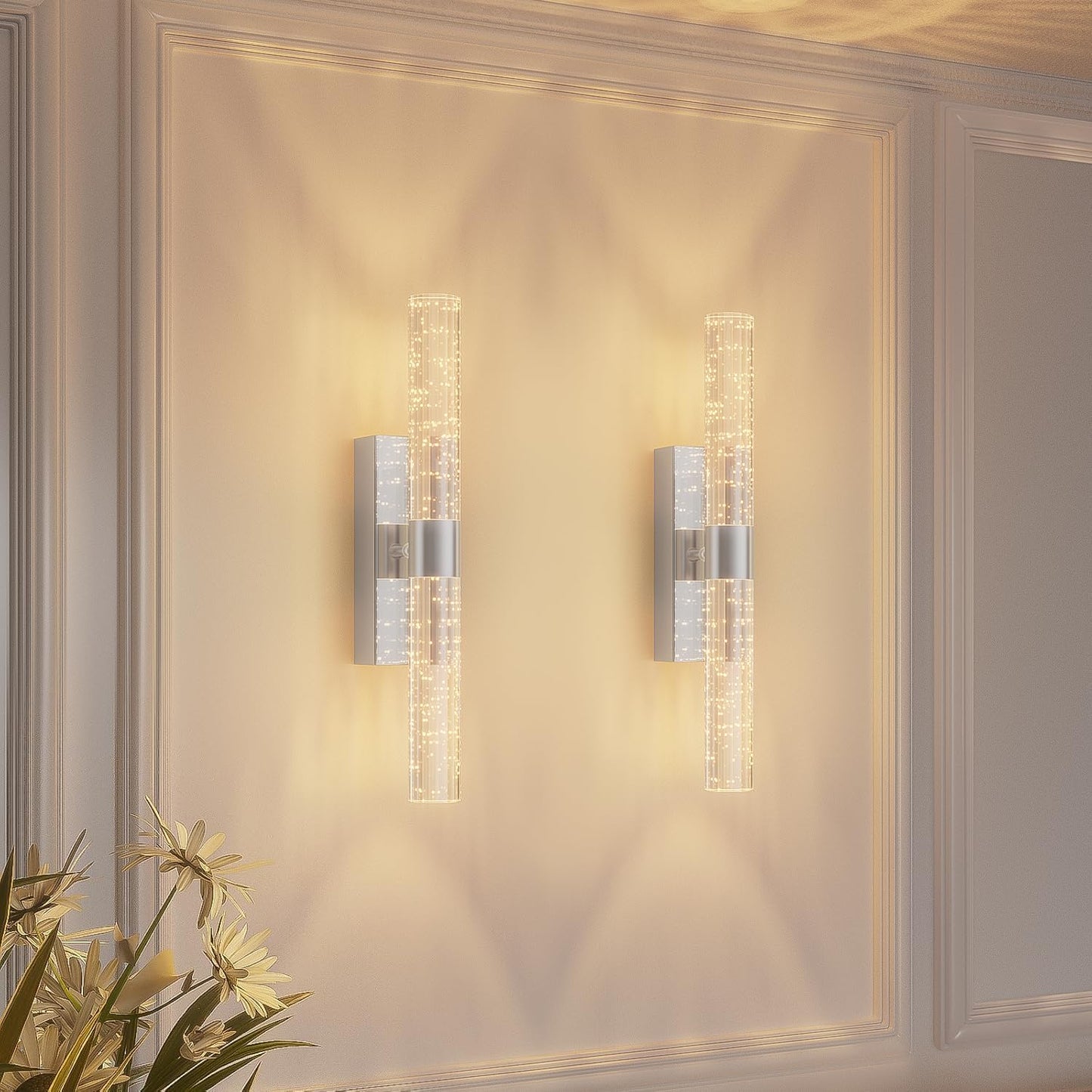 camuucci Battery Operated Black Wall Sconces Set of 2 Rechargeable Battery Powered Wall Light with 12000mAh Indoor Not Hardwired Dimmable Wall Lamp Fixtures for Bedroom Living Room 15.3 Inches