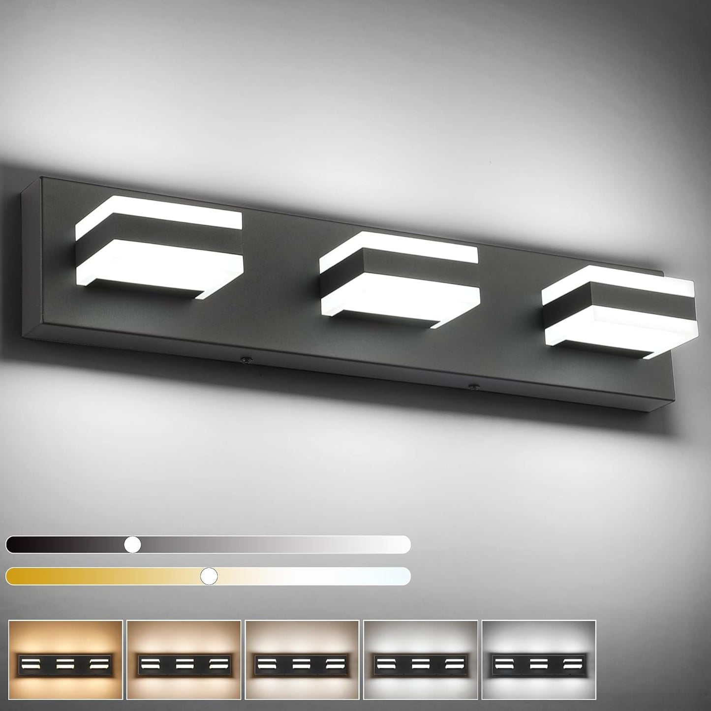 SOLFART Bathroom Vanity Lights Brushed Nickel Light Fixtures for Bathroom Above Mirror 4 Light Led Lights Bath Lighting Fixture Nickel