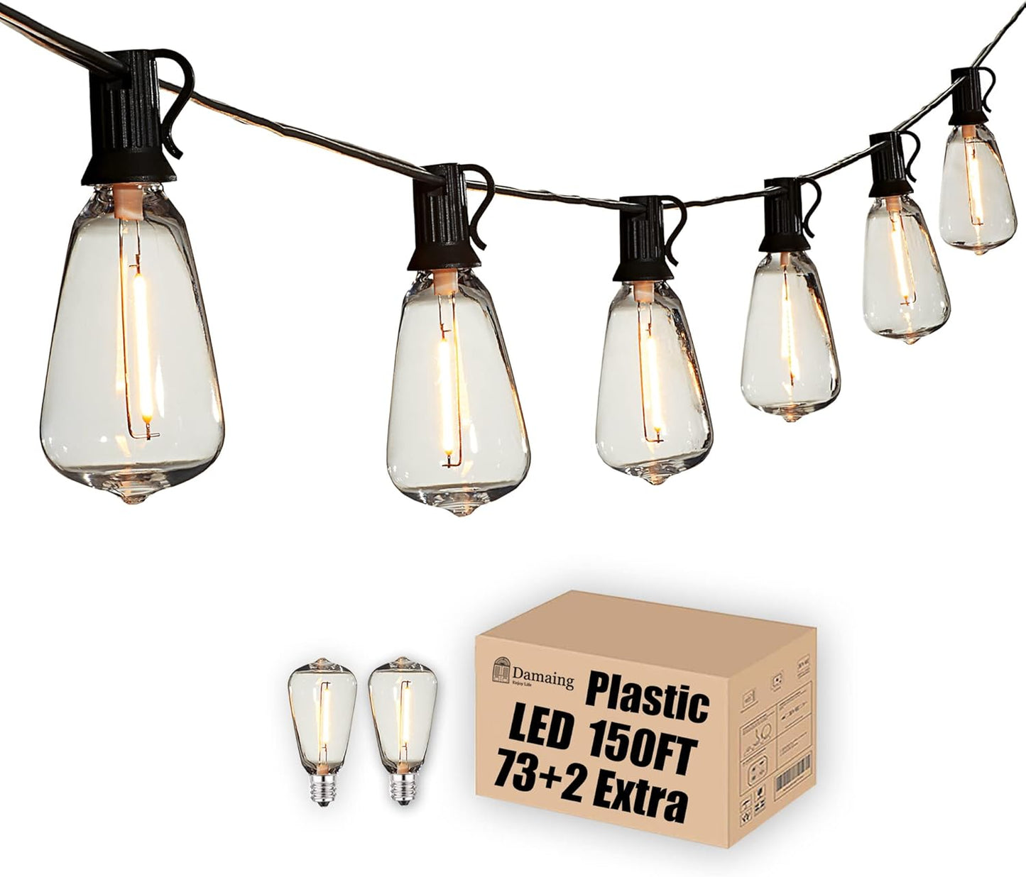 Outdoor String Lights 200FT Waterproof Globe String Lights with 104 Shatterproof G40 LED bulbs, Dimmable Connectable Patio Light String Lights for hanging Bistro Backyard Gazebo,2-Pack x 100ft