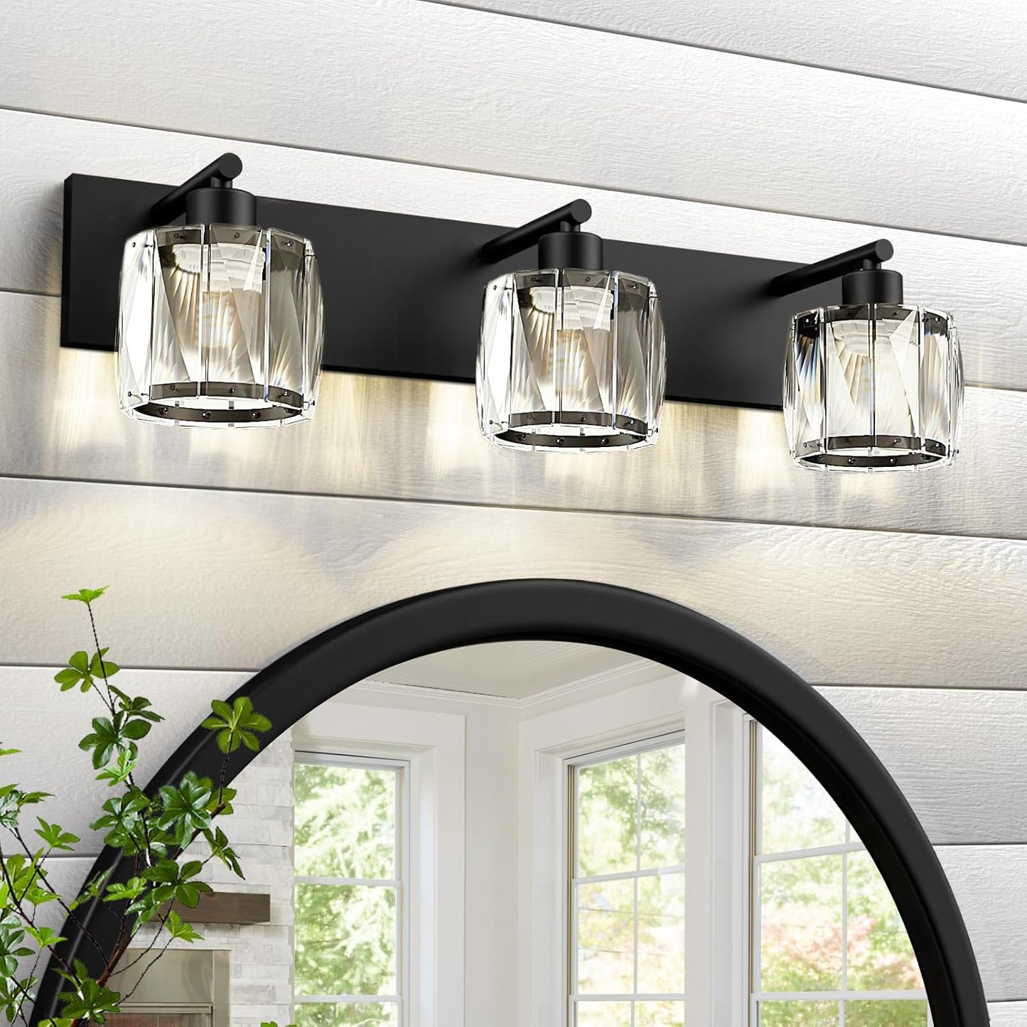 VOLISUN Crystal Vanity Lights - 4 Light Modern Stainless Steel Bathroom Light Over Mirror, Chrome Finish - UL Certificated (Exclude Bulb)