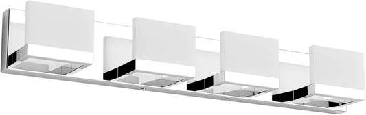 Tipace 4 Lights LED Modern Vanity Light Chrome Bathroom Lighting Fixture Up and Down Bathroom Wall Light Over Mirror(White Light 6000K)