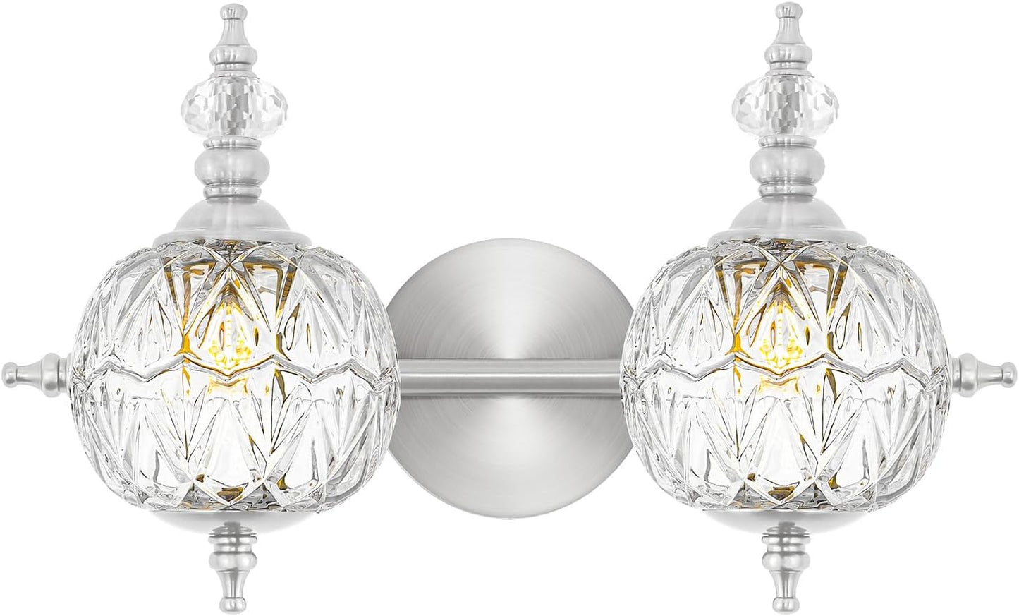 Brushed Gold Bathroom Vanity Light Fixture Vintage Style - 3 Light G9 Bulb Compatible, 23" Wide Bathroom Lighting Over Mirror with Hand-Etched Glass Shades, Easy Mount for Makeup Area