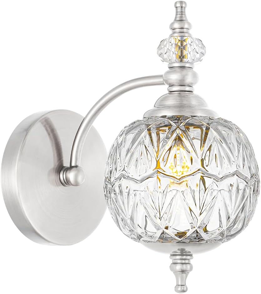 Brushed Gold Bathroom Vanity Light Fixture Vintage Style - 3 Light G9 Bulb Compatible, 23" Wide Bathroom Lighting Over Mirror with Hand-Etched Glass Shades, Easy Mount for Makeup Area
