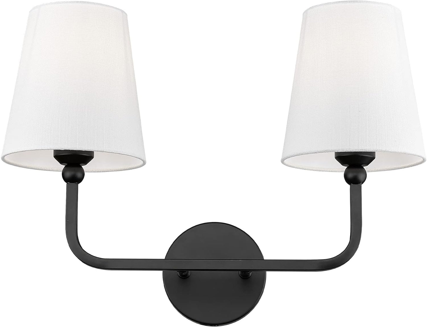Bathroom Light Fixtures, Brushed Gold Vanity Lights with Flared White Fabric Shade, 3 Light Wall Sconce, Modern Sconces Wall Lighting for Hallway Bedroom, VL837-BG-3